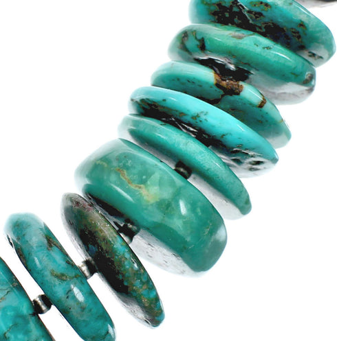 Native American Sterling Silver Turquoise Bead Necklace JX129221